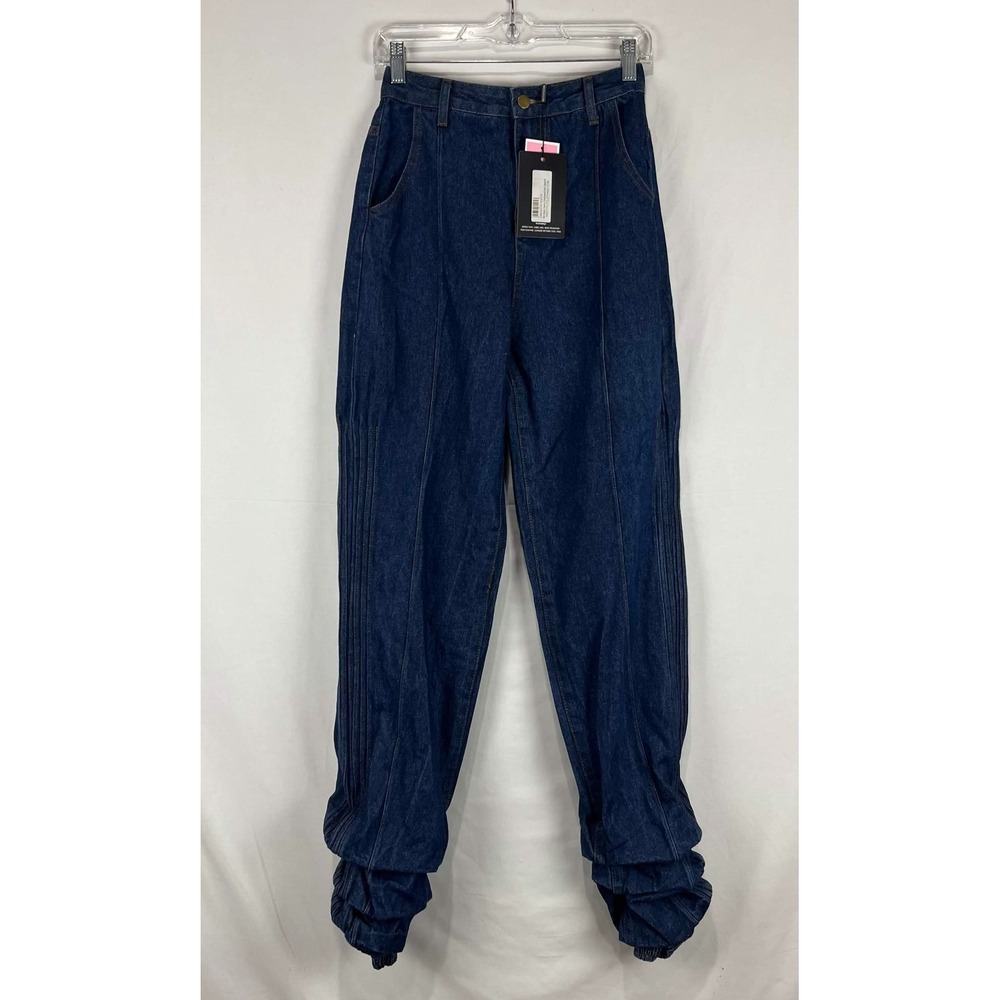 NWT PrettyLittleThing Elasticated Hem Stretched Cuffed Jeans Womens Size 4